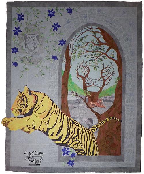 tiger tiger quilt full view of quilting and hidden tigers