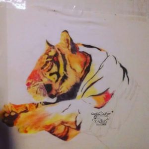 tiger quilt in progress