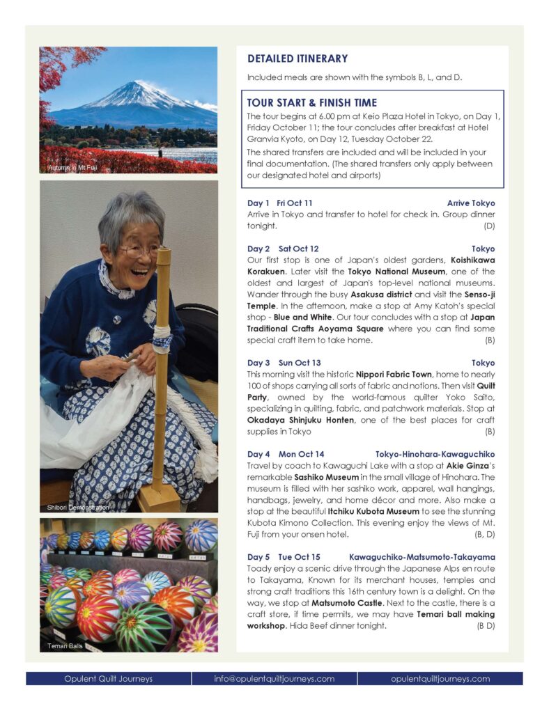 japan japanese textile quilting tour