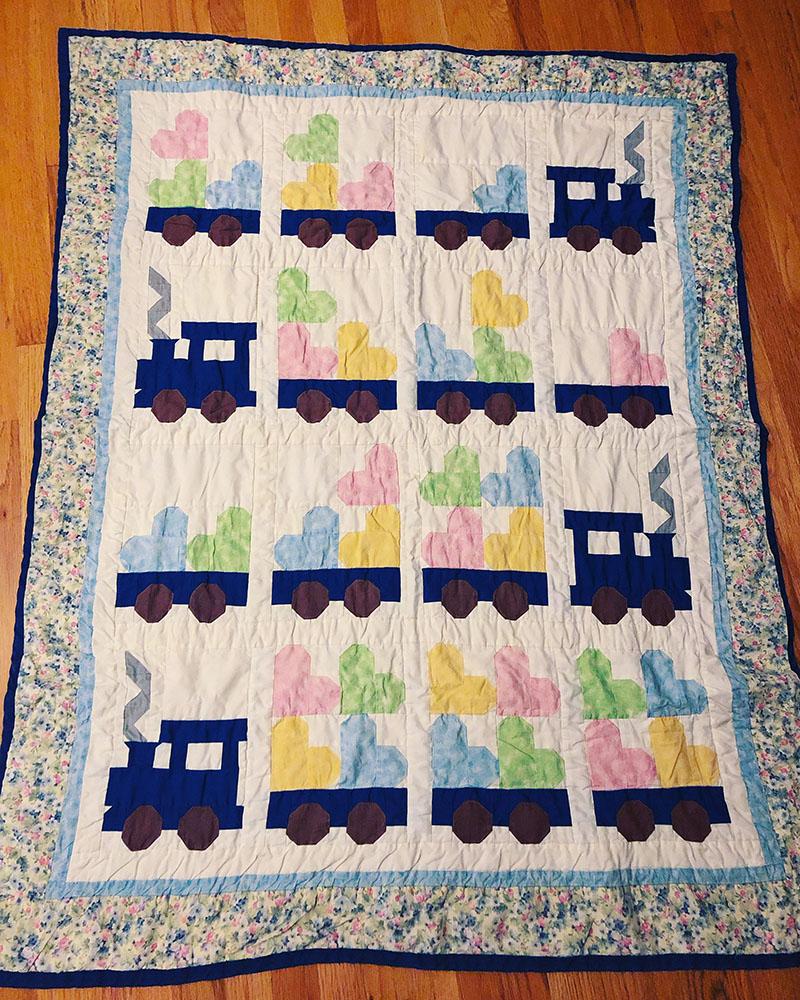train quilt wonky edges loved