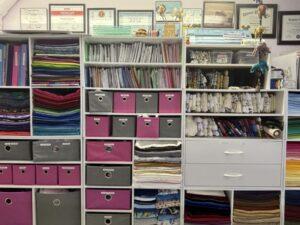 organized studio for sewing and quilting