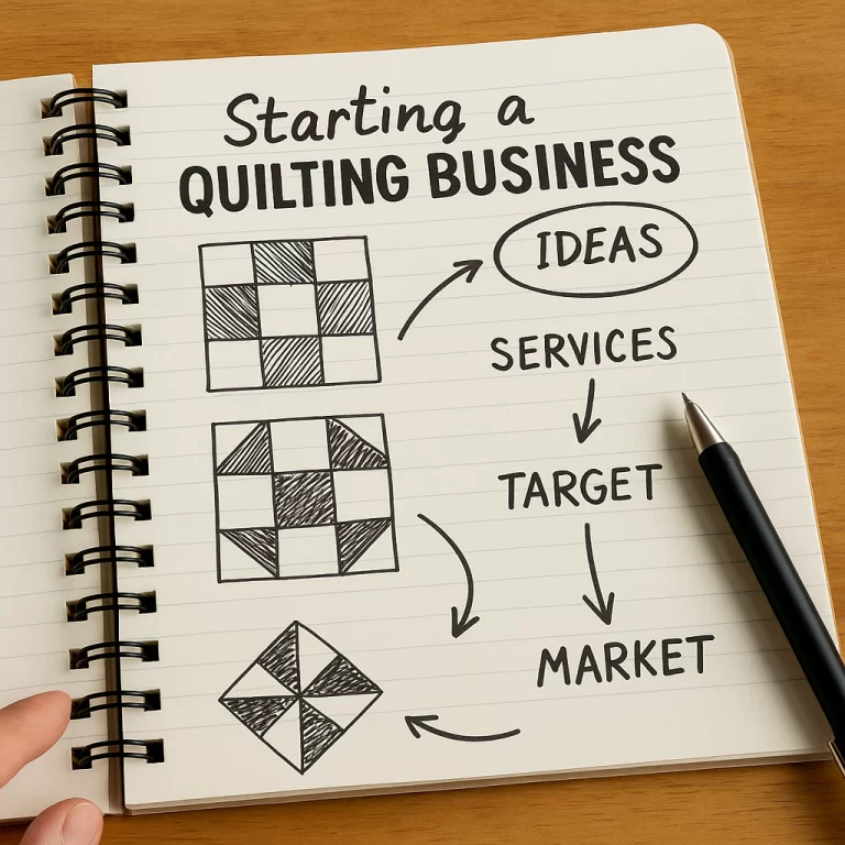 notebook brainstorming quilting business ideas