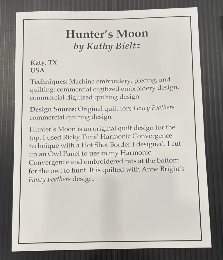 Hunters Moon quilt houston description