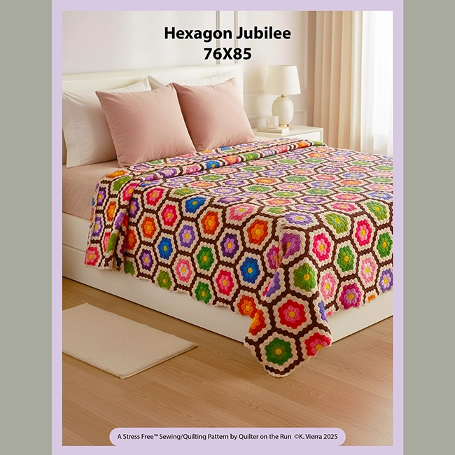 hexagon jubilee hexie quilt