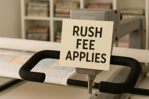 longarm with sticky note rush fees appliees