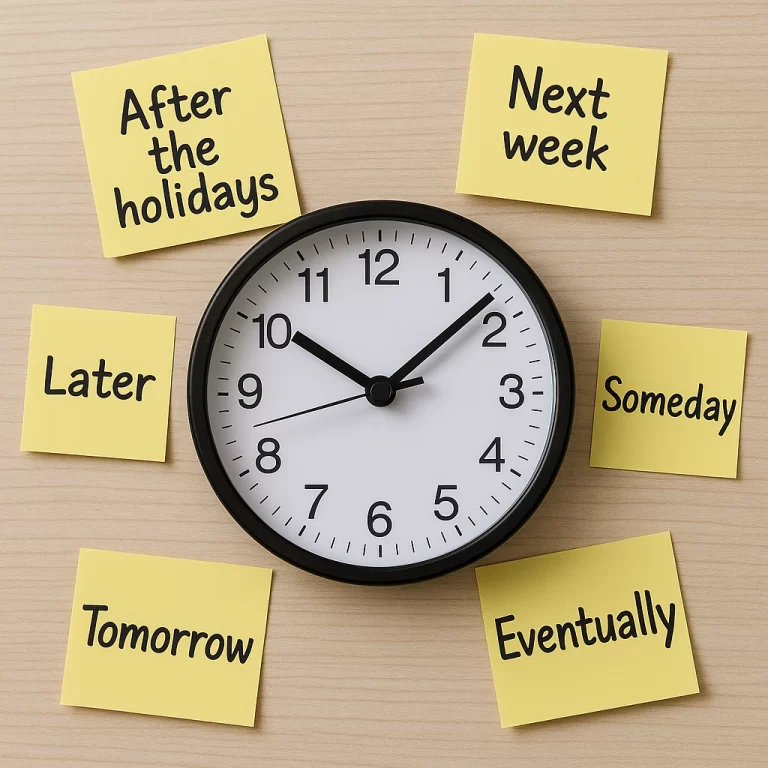 clock with sticky note reminders