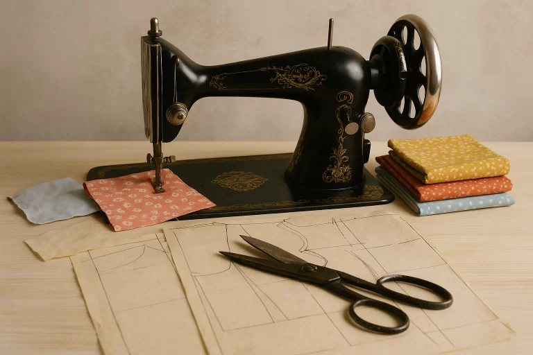 old sewing machine and patterns