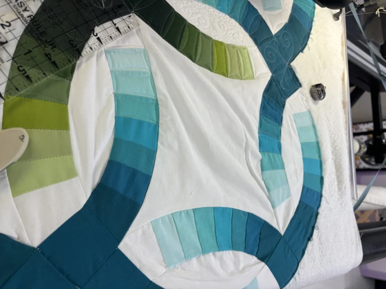 double wedding ring prequilting
